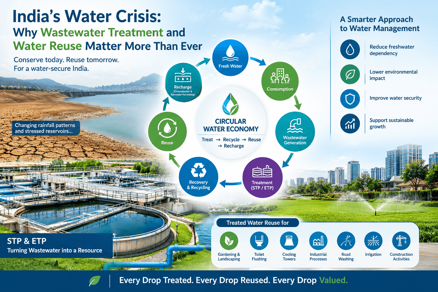 India’s Water Crisis: Why Wastewater Treatment and Water Reuse Matter More Than Ever