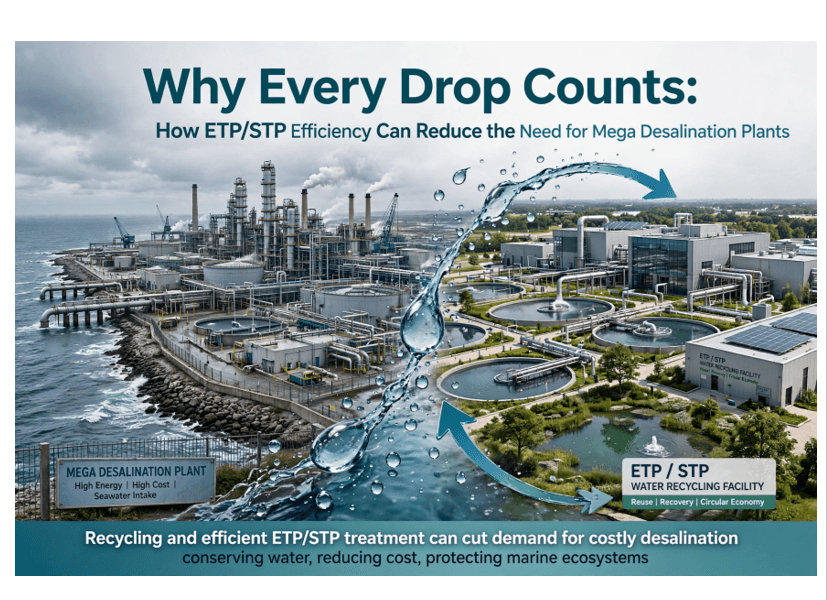 Why Every Drop Counts: How ETP/STP Efficiency Can Reduce the Need for Mega Desalination Plants
